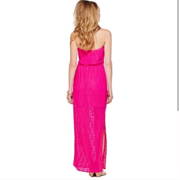 LILLY PULITZER EMMETT MAXI STRAPLESS DRESS PINK KNIT LACE MAGENTA WOMENS SIZE XS - Picture 5 of 6